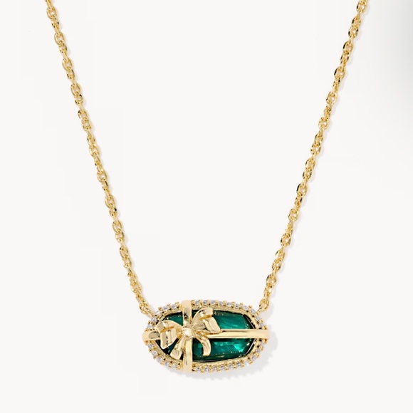 Kendra Scott Jewelry - Kendra Scott Elisa Bow Gold Short Pendant Necklace in Pine Illusion